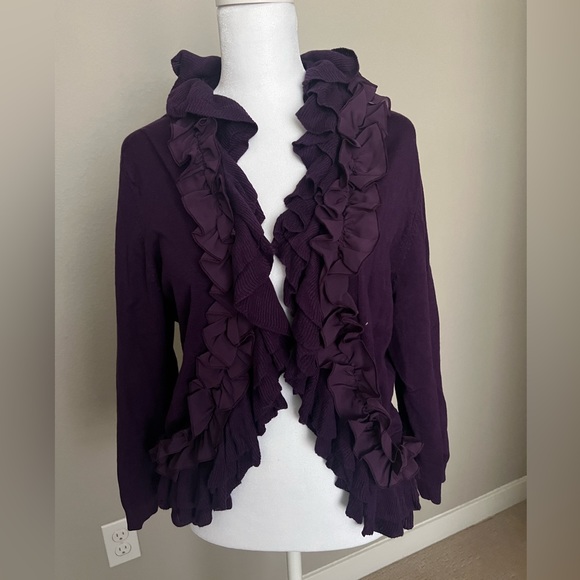 EUC Ruffle Purple Sweater - XL - Picture 1 of 3